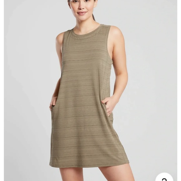 Athleta Pacifica Illume Dress, Shadow Olive Size Small - Picture 2 of 4